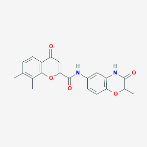 molecular formula C21H18N2O5 B4503868 7,8-二甲基-N-(2-甲基-3-氧代-3,4-二氢-2H-1,4-苯并恶嗪-6-基)-4-氧代-4H-色烯-2-甲酰胺 