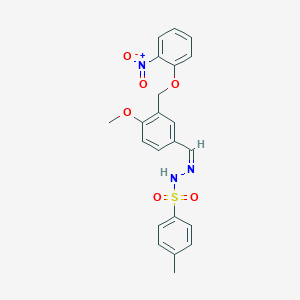 molecular formula C22H21N3O6S B450387 N'-[3-({2-nitrophenoxy}methyl)-4-methoxybenzylidene]-4-methylbenzenesulfonohydrazide 