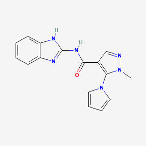 molecular formula C16H14N6O B4503885 N-(1,3-dihydro-2H-benzimidazol-2-ylidene)-1-methyl-5-(1H-pyrrol-1-yl)-1H-pyrazole-4-carboxamide 