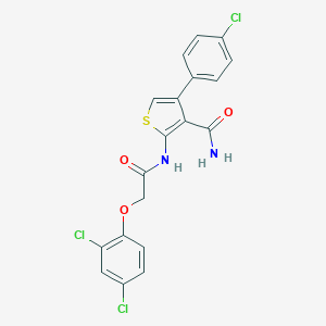 molecular formula C19H13Cl3N2O3S B450390 4-(4-Chlorophenyl)-2-{[(2,4-dichlorophenoxy)acetyl]amino}thiophene-3-carboxamide 