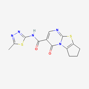 molecular formula C13H11N5O2S2 B4503911 N-(5-methyl-1,3,4-thiadiazol-2-yl)-4-oxo-4,6,7,8-tetrahydrocyclopenta[4,5]thiazolo[3,2-a]pyrimidine-3-carboxamide 