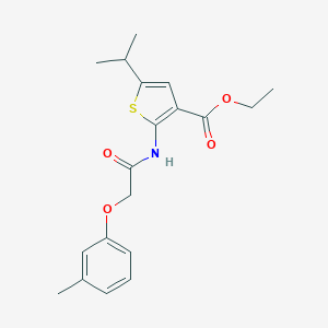 molecular formula C19H23NO4S B450396 Ethyl 5-isopropyl-2-{[(3-methylphenoxy)acetyl]amino}-3-thiophenecarboxylate 