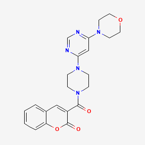 molecular formula C22H23N5O4 B4503966 3-({4-[6-(4-morpholinyl)-4-pyrimidinyl]-1-piperazinyl}carbonyl)-2H-chromen-2-one 