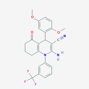 molecular formula C25H22F3N3O3 B450397 2-Amino-4-(2,5-dimethoxyphenyl)-5-oxo-1-[3-(trifluoromethyl)phenyl]-1,4,5,6,7,8-hexahydro-3-quinolinecarbonitrile 
