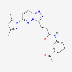 molecular formula C21H21N7O2 B4503985 N-(3-乙酰苯基)-3-[6-(3,5-二甲基-1H-吡唑-1-基)[1,2,4]三唑并[4,3-b]哒嗪-3-基]丙酰胺 