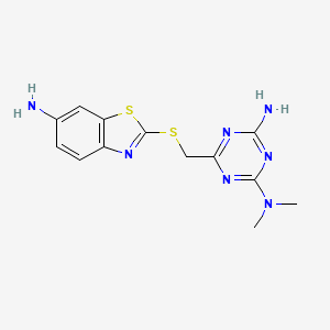 molecular formula C13H15N7S2 B4503998 6-{[(6-氨基-1,3-苯并噻唑-2-基)硫代]甲基}-N,N-二甲基-1,3,5-三嗪-2,4-二胺 