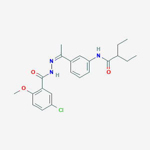 N-{3-[N-(5-chloro-2-methoxybenzoyl)ethanehydrazonoyl]phenyl}-2-ethylbutanamide