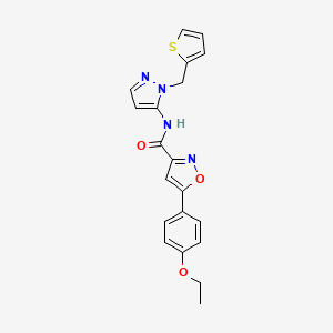 molecular formula C20H18N4O3S B4504010 5-(4-ETHOXYPHENYL)-N-{1-[(THIOPHEN-2-YL)METHYL]-1H-PYRAZOL-5-YL}-1,2-OXAZOLE-3-CARBOXAMIDE 