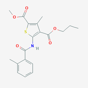 molecular formula C19H21NO5S B450403 2-Methyl 4-propyl 3-methyl-5-[(2-methylbenzoyl)amino]thiophene-2,4-dicarboxylate 