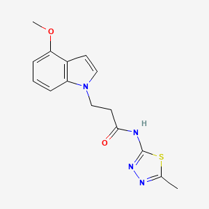 molecular formula C15H16N4O2S B4504048 3-(4-methoxy-1H-indol-1-yl)-N-(5-methyl-1,3,4-thiadiazol-2-yl)propanamide 