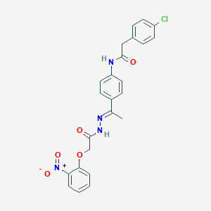 2-(4-chlorophenyl)-N-{4-[N-({2-nitrophenoxy}acetyl)ethanehydrazonoyl]phenyl}acetamide