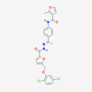 molecular formula C26H21Cl2N3O5 B450410 N-[4-(N-{5-[(2,5-dichlorophenoxy)methyl]-2-furoyl}ethanehydrazonoyl)phenyl]-2-methyl-3-furamide 