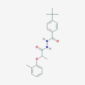 molecular formula C21H26N2O3 B450416 4-tert-butyl-N'-[2-(2-methylphenoxy)propanoyl]benzohydrazide 