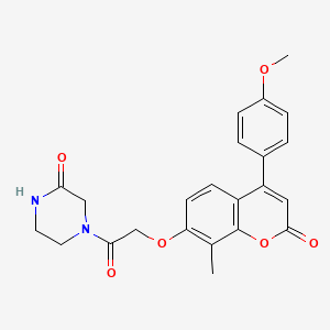 4-({[4-(4-methoxyphenyl)-8-methyl-2-oxo-2H-chromen-7-yl]oxy}acetyl)-2-piperazinone