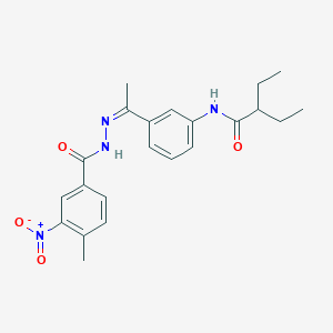 2-ethyl-N-[3-(N-{3-nitro-4-methylbenzoyl}ethanehydrazonoyl)phenyl]butanamide