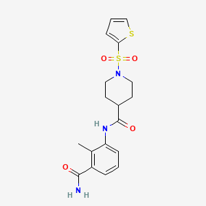 molecular formula C18H21N3O4S2 B4504204 N-[3-(aminocarbonyl)-2-methylphenyl]-1-(2-thienylsulfonyl)-4-piperidinecarboxamide 