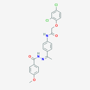 2-(2,4-dichlorophenoxy)-N-{4-[N-(4-methoxybenzoyl)ethanehydrazonoyl]phenyl}acetamide