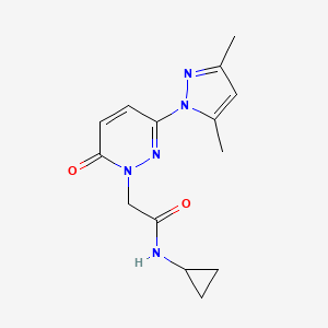 molecular formula C14H17N5O2 B4504234 N-cyclopropyl-2-(3-(3,5-dimethyl-1H-pyrazol-1-yl)-6-oxopyridazin-1(6H)-yl)acetamide 