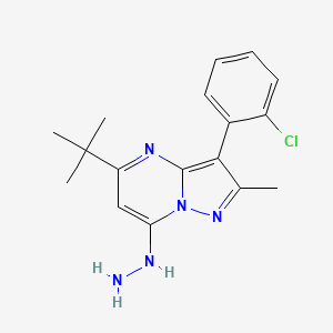 molecular formula C17H20ClN5 B4504237 5-Tert-butyl-3-(2-chlorophenyl)-7-hydrazinyl-2-methylpyrazolo[1,5-a]pyrimidine 