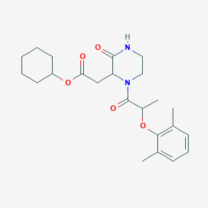 molecular formula C23H32N2O5 B4504276 cyclohexyl {1-[2-(2,6-dimethylphenoxy)propanoyl]-3-oxo-2-piperazinyl}acetate 