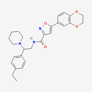 molecular formula C27H31N3O4 B4504285 5-(2,3-二氢-1,4-苯并二氧杂环-6-基)-N-[2-(4-乙基苯基)-2-(1-哌啶基)乙基]-3-异恶唑-5-甲酰胺 