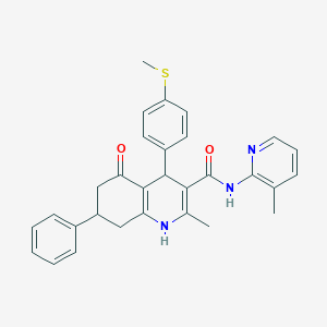 molecular formula C30H29N3O2S B450429 2-methyl-N-(3-methylpyridin-2-yl)-4-[4-(methylsulfanyl)phenyl]-5-oxo-7-phenyl-1,4,5,6,7,8-hexahydroquinoline-3-carboxamide 