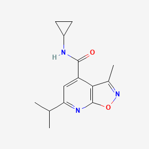 molecular formula C14H17N3O2 B4504338 N-cyclopropyl-6-isopropyl-3-methylisoxazolo[5,4-b]pyridine-4-carboxamide 