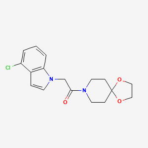 molecular formula C17H19ClN2O3 B4504349 8-[(4-chloro-1H-indol-1-yl)acetyl]-1,4-dioxa-8-azaspiro[4.5]decane 