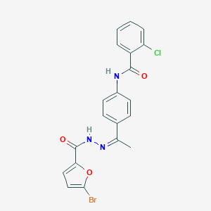 N-{4-[N-(5-bromo-2-furoyl)ethanehydrazonoyl]phenyl}-2-chlorobenzamide