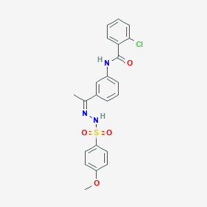 2-chloro-N-(3-{N-[(4-methoxyphenyl)sulfonyl]ethanehydrazonoyl}phenyl)benzamide