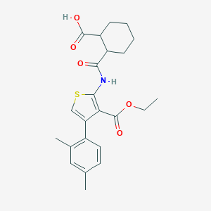 molecular formula C23H27NO5S B450450 2-({[4-(2,4-Dimethylphenyl)-3-(ethoxycarbonyl)thien-2-yl]amino}carbonyl)cyclohexanecarboxylic acid 