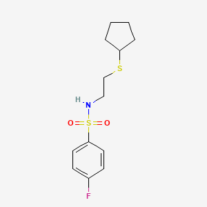 molecular formula C13H18FNO2S2 B4504520 N-[2-(环戊硫基)乙基]-4-氟苯磺酰胺 