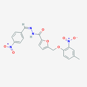 molecular formula C20H16N4O7 B450456 N'-{4-nitrobenzylidene}-5-({2-nitro-4-methylphenoxy}methyl)-2-furohydrazide 