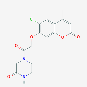 molecular formula C16H15ClN2O5 B4504591 4-{[(6-chloro-4-methyl-2-oxo-2H-chromen-7-yl)oxy]acetyl}-2-piperazinone 