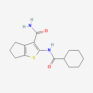 molecular formula C15H20N2O2S B4504633 2-[(cyclohexylcarbonyl)amino]-5,6-dihydro-4H-cyclopenta[b]thiophene-3-carboxamide 