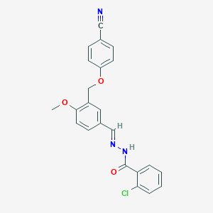 molecular formula C23H18ClN3O3 B450465 2-chloro-N'-{3-[(4-cyanophenoxy)methyl]-4-methoxybenzylidene}benzohydrazide 