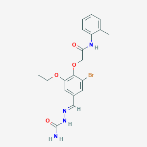 molecular formula C19H21BrN4O4 B450466 2-{4-[2-(aminocarbonyl)carbohydrazonoyl]-2-bromo-6-ethoxyphenoxy}-N-(2-methylphenyl)acetamide 