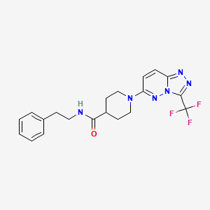 molecular formula C20H21F3N6O B4504747 N-(2-苯乙基)-1-[3-(三氟甲基)[1,2,4]三唑并[4,3-b]哒嗪-6-基]-4-哌啶甲酰胺 