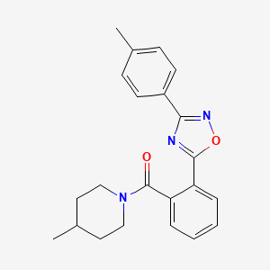 molecular formula C22H23N3O2 B4504790 4-methyl-1-{2-[3-(4-methylphenyl)-1,2,4-oxadiazol-5-yl]benzoyl}piperidine 