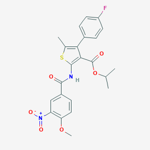 molecular formula C23H21FN2O6S B450486 Isopropyl 4-(4-fluorophenyl)-2-({3-nitro-4-methoxybenzoyl}amino)-5-methyl-3-thiophenecarboxylate 