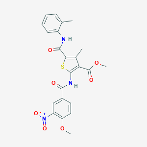 molecular formula C23H21N3O7S B450488 Methyl 2-({3-nitro-4-methoxybenzoyl}amino)-4-methyl-5-(2-toluidinocarbonyl)-3-thiophenecarboxylate 