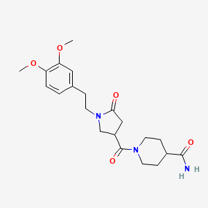 1-{1-[2-(3,4-Dimethoxyphenyl)ethyl]-5-oxopyrrolidine-3-carbonyl}piperidine-4-carboxamide