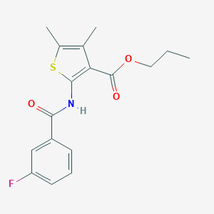 molecular formula C17H18FNO3S B450494 Propyl 2-[(3-fluorobenzoyl)amino]-4,5-dimethylthiophene-3-carboxylate 