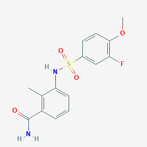 molecular formula C15H15FN2O4S B4504968 3-{[(3-fluoro-4-methoxyphenyl)sulfonyl]amino}-2-methylbenzamide 