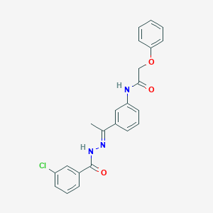 molecular formula C23H20ClN3O3 B450497 N-{3-[N-(3-chlorobenzoyl)ethanehydrazonoyl]phenyl}-2-phenoxyacetamide 