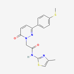 molecular formula C17H16N4O2S2 B4505040 2-{3-[4-(methylsulfanyl)phenyl]-6-oxopyridazin-1(6H)-yl}-N-[(2Z)-4-methyl-1,3-thiazol-2(3H)-ylidene]acetamide 