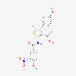 molecular formula C22H20N2O7S B450505 Methyl 2-({3-nitro-4-methoxybenzoyl}amino)-4-(4-methoxyphenyl)-5-methyl-3-thiophenecarboxylate 