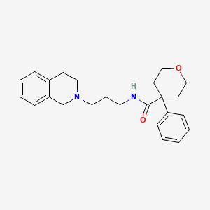 molecular formula C24H30N2O2 B4505179 N-[3-(3,4-dihydro-2(1H)-isoquinolinyl)propyl]-4-phenyltetrahydro-2H-pyran-4-carboxamide 