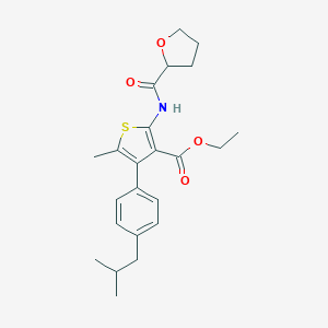 molecular formula C23H29NO4S B450522 Ethyl 4-(4-isobutylphenyl)-5-methyl-2-[(tetrahydro-2-furanylcarbonyl)amino]-3-thiophenecarboxylate 