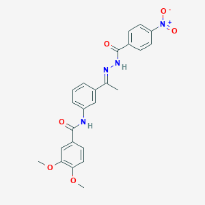 N-[3-(N-{4-nitrobenzoyl}ethanehydrazonoyl)phenyl]-3,4-dimethoxybenzamide